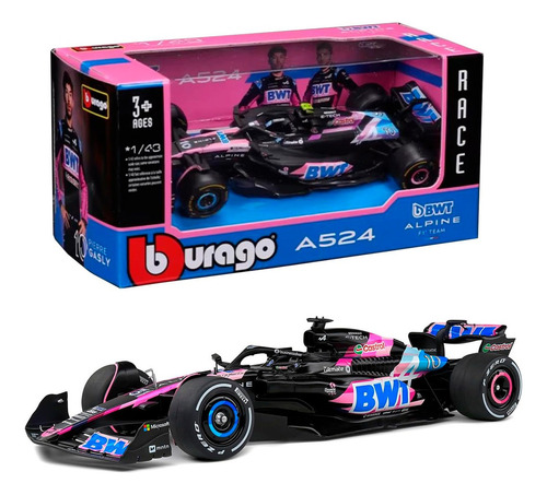 Miniatura Carro Alpine A524 2024 1/43 Bburago Cor Alpine A524 Gasly