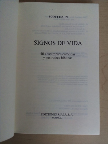 Libro Signos De Vida ( Scott Hahn )