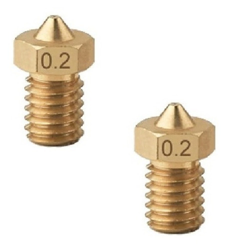 2x Bico - Nozzle 1.75mm 0,2mm Latão 6mm Impressora 3d V6 V5