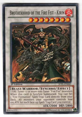 Yugioh Brotherhood Of The Fire Fist Kirin Rare 1st Jotl-en04