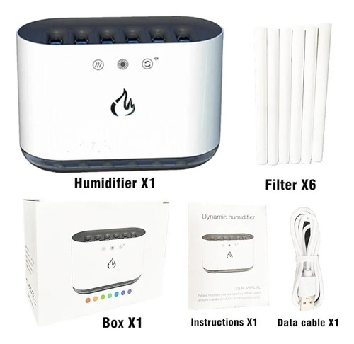 Humidificador Fuego Llama Difusor Ultrasónico 900ml Blanco