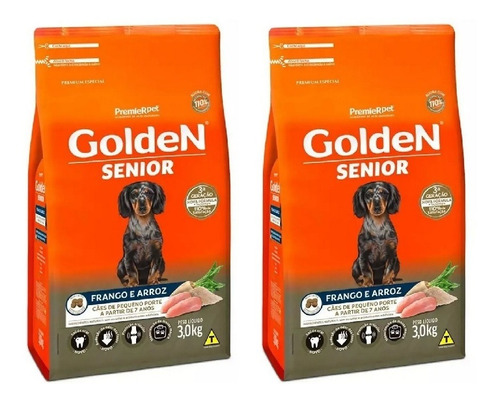 Ração Golden Fórmula Cães Senior Mini Bits 3kg Kit 2 Unid.