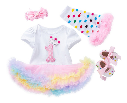 Vestido Infantil 4pcs Recién Nacidos Niñas Princesa Cumpleañ