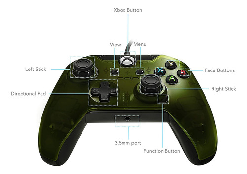 Control Alambrico Pdp Xbox One Series X / S Pc Verdant Green