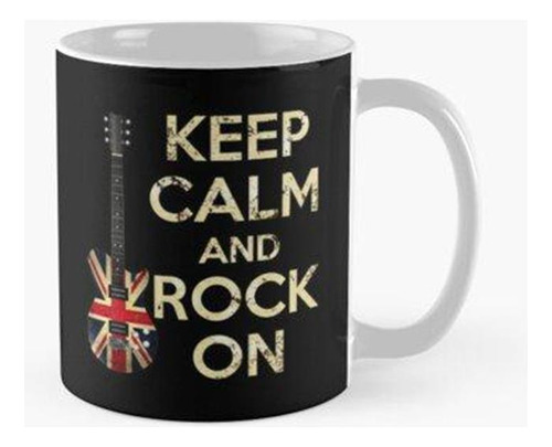 Taza Keep Calm And Rock On - Guitarra Union Jack Calidad Pre