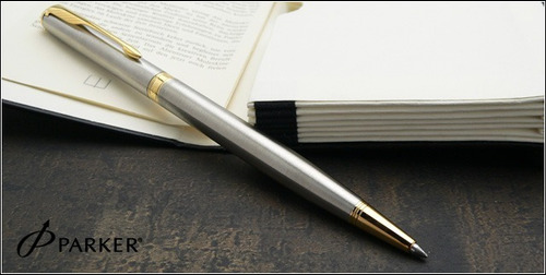 Boligrafo Parker Sonnet Slim Acero Oro 23k Estuche Y Certif