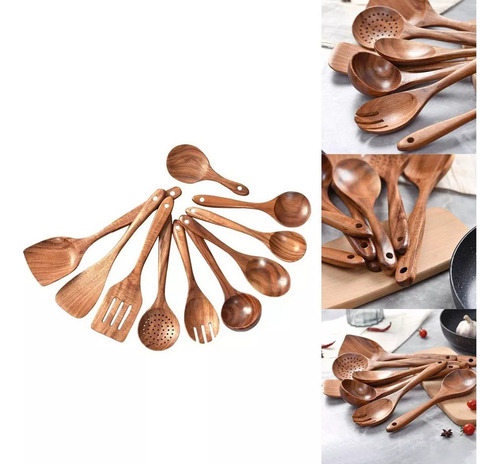 Utensilios De Madera Para Cocinar Juego De 10 Piezas