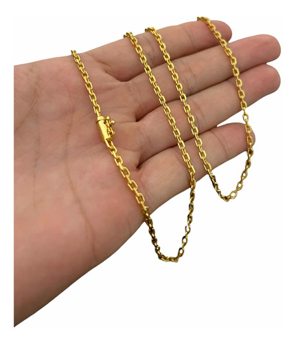 Cordão Fino 2mm Cadeado Banhado A Ouro 18k Luxo Masculino