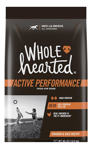 Alimento Wholehearted Active Performance Perro Adulto 13.6kg