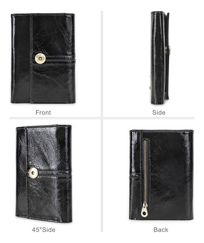 Cartera De Cuero Para Mujer Con Bloqueo Rfid De Navidad