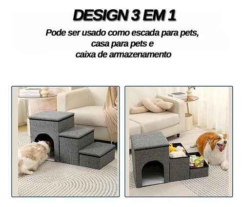 Escada 3x1 Pet Animais De Estimação Gato Cachorro Escadinha