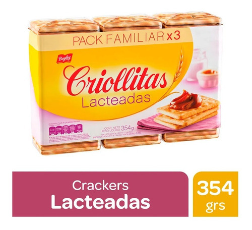 Galletitas Criollitas Lacteadas Pack Familiar 3 Un X 118gr