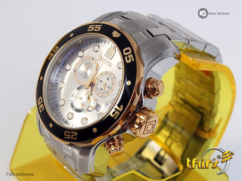 Relógio Invicta Pro Diver 80037 Prata Original Cor da correia Dourado