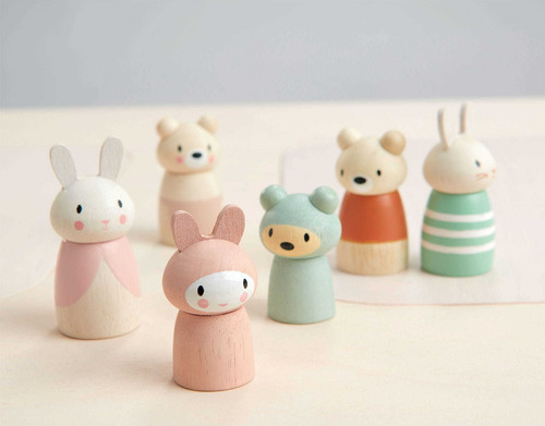 Juguete Familia Conejo Muñecos Madera Tender Leaf Niños Ax ®