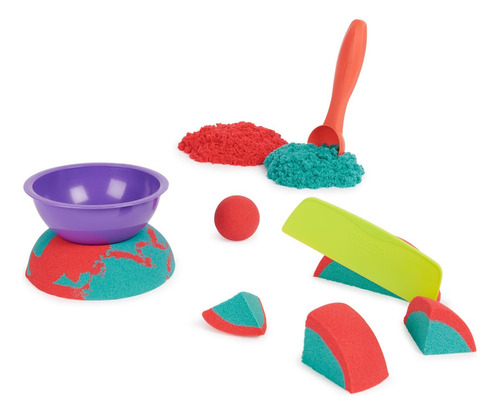 Arena Kinetic Sand Mold N' Flow Con Accesorios De 680g 3+ Rojo Y Azul