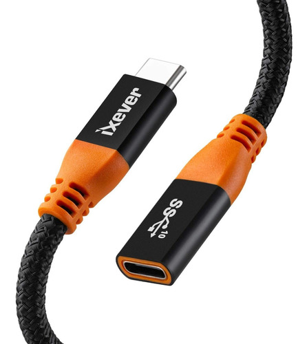 Cable De Extension Usb-c Macho A Hembra | 30cm / Negro Tr...