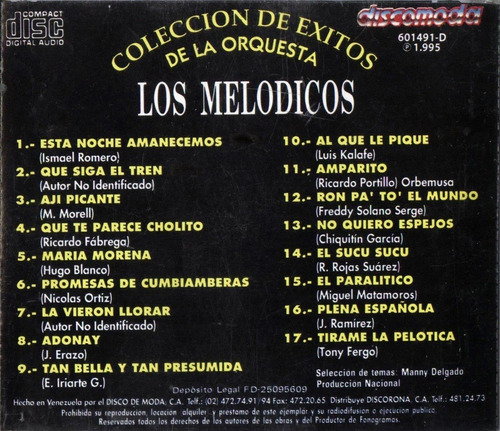 Colección De Éxitos De La Orquesta Los Melódicos (Usado)