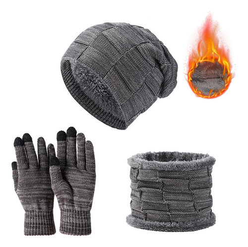 Conjunto Gorro Bufanda Guantes Invierno Unisex 3 En 1 Cálido Color Diseño De La Tela Talle