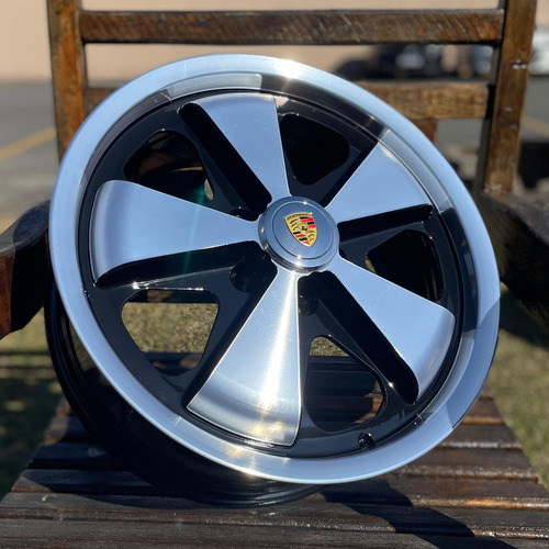 Jogo Roda Fuchs Aro 17 Porsche 5x112 + Bicos Cor Preta Diamante