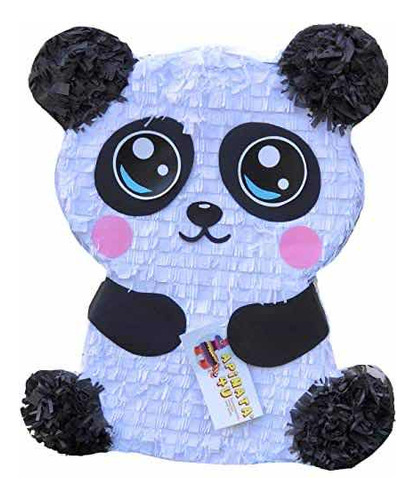Pinhata Urso Panda 03, Com Bastão, Tapa Olhos E Confetes