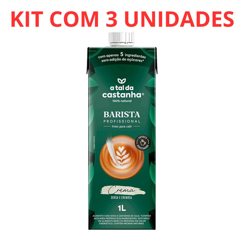 Leite Vegetal Castanha Caju E Aveia Barista 1l Kit Com 3