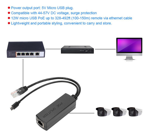 Ethernet Dc48v Para Adaptador De Injeção De Divisor De Poe D