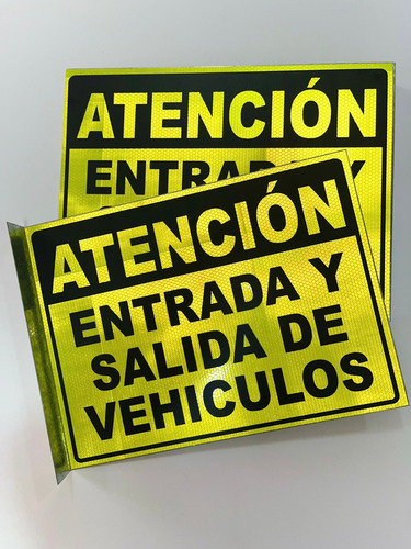 Cartel De Chapa Entrada/salida Vehículos Reflectivo Fluor Vehiculos