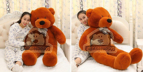 Imagem 5 de 6 de Urso Romântico Marrom Choco Cacau 1,30 Mts 130cm + Coração