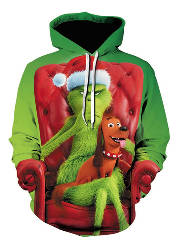 Ut Sudadera Con Capucha Estampada 3d Grinch Verde Navideño