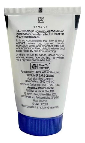 Crema De Manos Neutrogena Norwegian Formula 60 Ml Sin Fragan