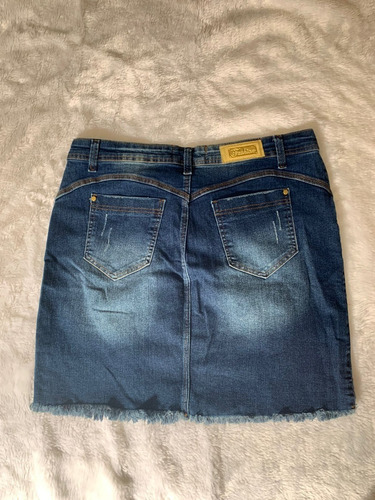 Imagem 2 de 2 de Saia Jeans Feminino Plus Size Curto