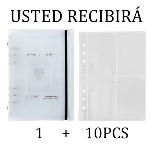 Carpeta Binder A5 Transparente Para Photocard Kpop + 10 Hoja
