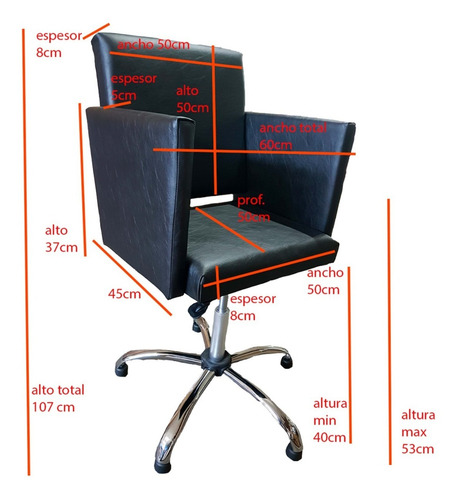 Imagen 8 de 9 de Sillon De Corte Peluqueria Barberia Base Cromada Kit X 2