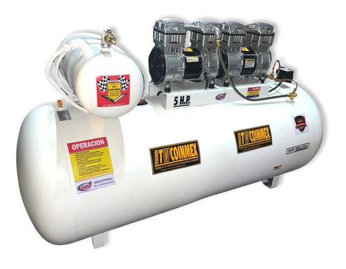 Compresor de aire eléctrico Twcoinmex MC-DP-TWL/A5005H monofásico 500L 5hp 110V - 127V 60Hz blanco