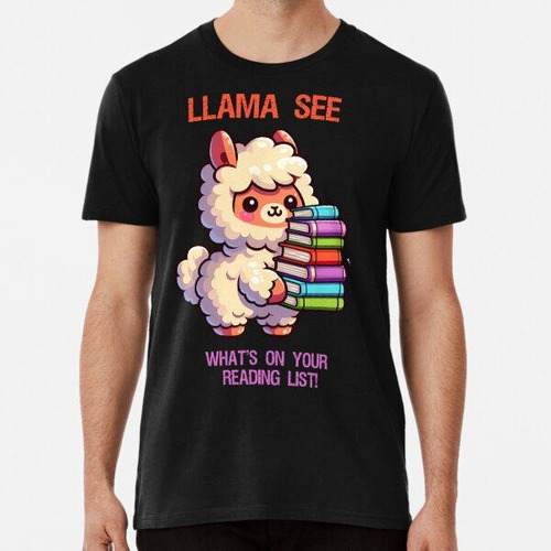 Remera Llama Holding Stock Pile Of Books Algodon Premium