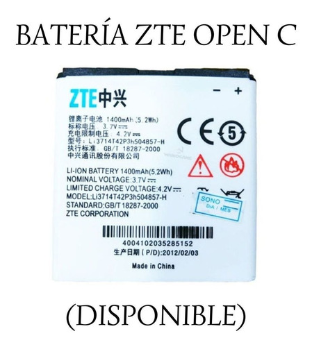 Batería Zte Open C.