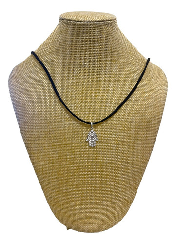 Collar De Gamuza + Dije De Mano Hamsa Cubic Plata 925