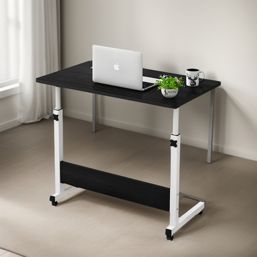Escritorios Mesitas Ajustable Auxiliar 80x40x85cm Con Ruedas Color Negro