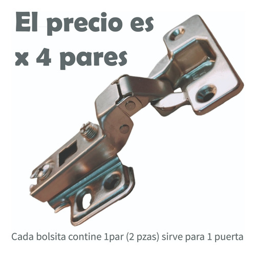 Bisagra Bidimensional Semicurva C/suave 35mm 4pares P/puerta