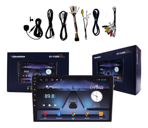 Mp5 Touch 9'' Android 14 Carplay Sem Fio Bluetooth Som Carro