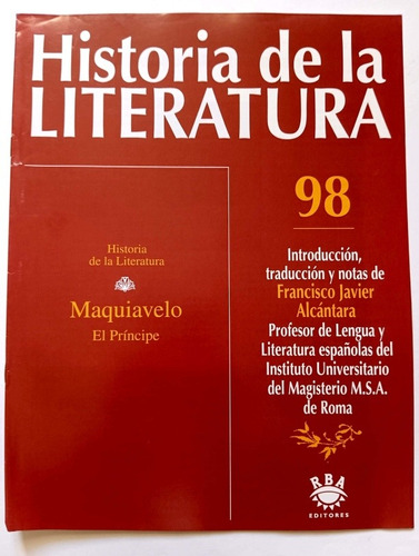 Historia De La Literatura Fascículo 98 Maquiavelo El Príncip