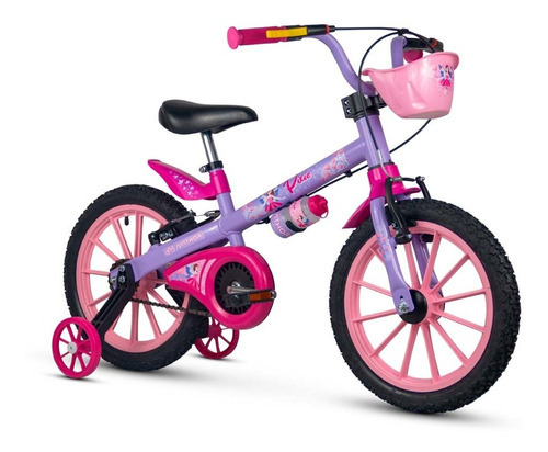 Bicicleta Aro 16 Infantil Feminino Rodinhas Cestinho Nathor