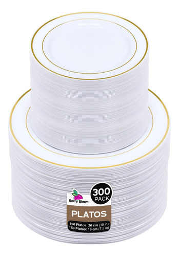 Platos Desechables Premium Elegantes , Vajilla Fiesta, 300pz