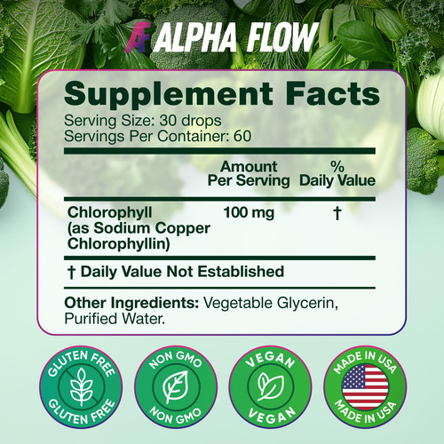 Suplemento Antioxidante Líquido De Clorofila Alpha Flow De 6
