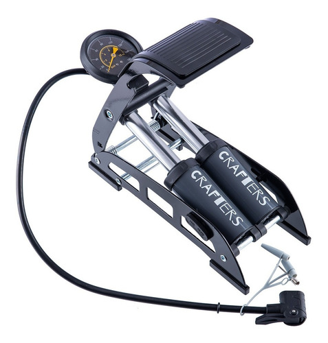 Imagen 3 de 10 de Inflador De Pie Crafters Con Manómetro Bicicleta + Multiuso-