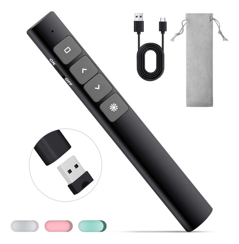 Apuntador Presentador Láser Inalámbric Remoto Usb Recargable Color Negro