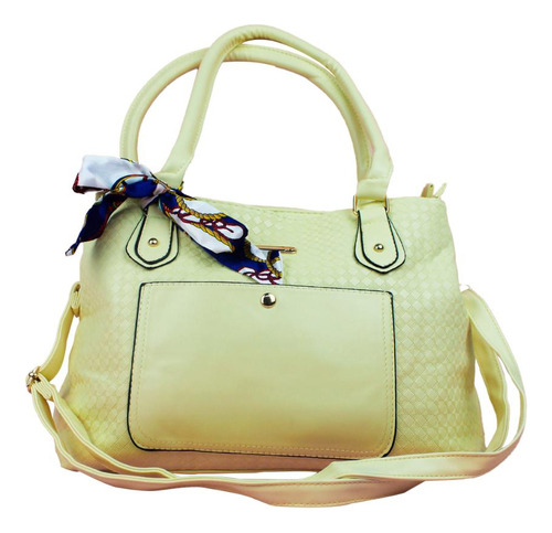 Bolsa Social De Ombro Bag Quadrada Laço Decoração Crocodilo Cor Amarelo