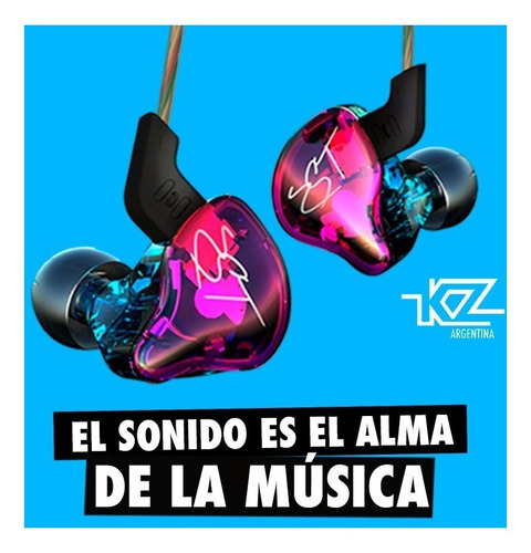 Imagen 5 de 6 de Auriculares In Ear Kz Zst Pro Monitoreo Dual Driver Originales Cable Reforzado Ideal Voz Guitarra Bajo Bateria Vientos