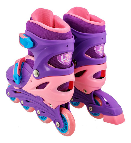 Imagem 8 de 10 de Patins In Line 4 Rodas Infantil N 33 Ao 37 Menina Roxo