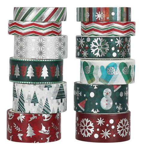 Cinta Washi De Navidad  12 Rollos De Cinta Washi De Papel De